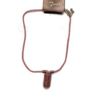 triangular Rhodonite pendant leather necklace